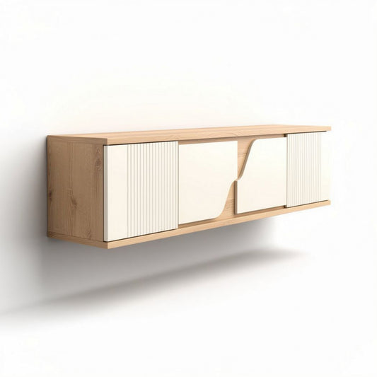 Wooden wall-mounted storage cabinet with sliding doors 120 x 30 x 40cm