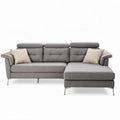 Sectional sofa with chaise lounge in gray fabric dimensions 210 x 90 x 80cm