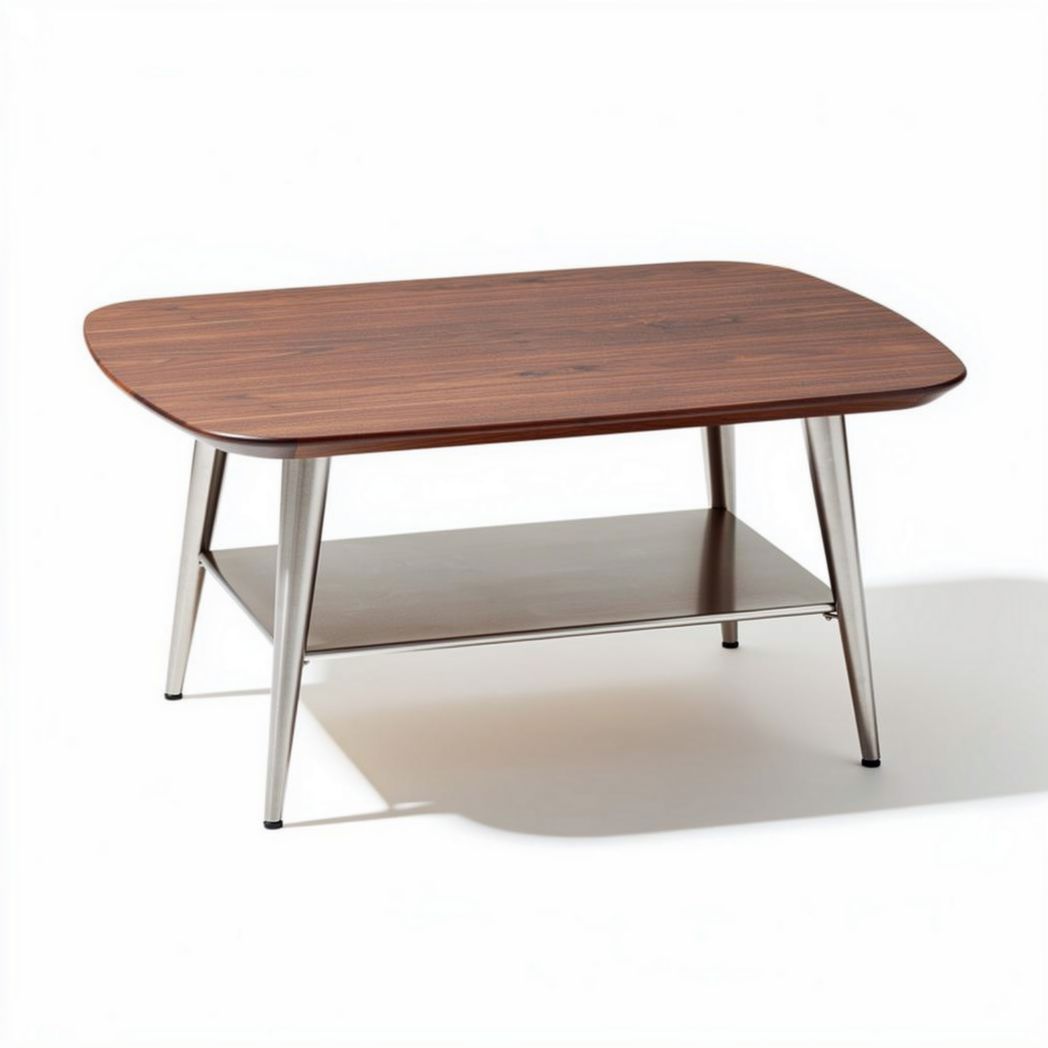 Wood and metal coffee table with lower shelf 120 x 80 x 45cm