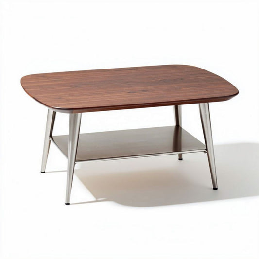Wood and metal coffee table with lower shelf 120 x 80 x 45cm