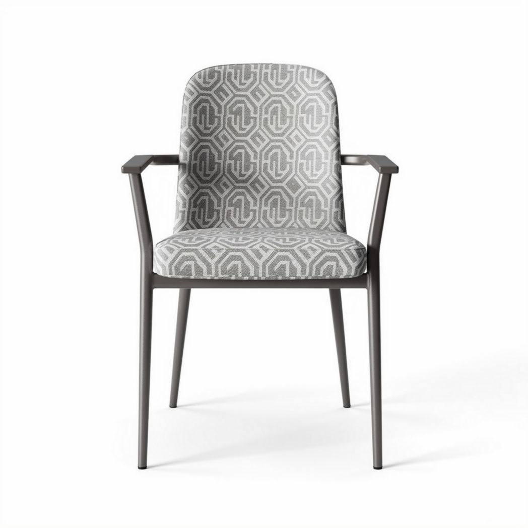 Patterned dining chair with metal frame and fabric upholstery 45 x 55 x 80cm