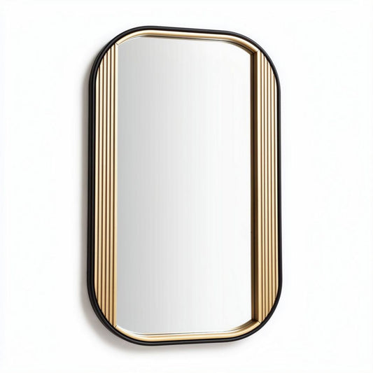 Rectangular wall mirror with black and gold accent frame 50 x 30 x 2cm